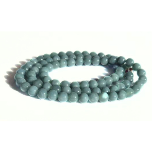 Fortune and Health | 8mm Blue Water Jade Necklace with Silver Accent