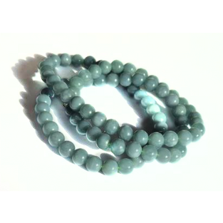 Fortune and Health | 8mm Blue Water Jade Necklace with Silver Accent