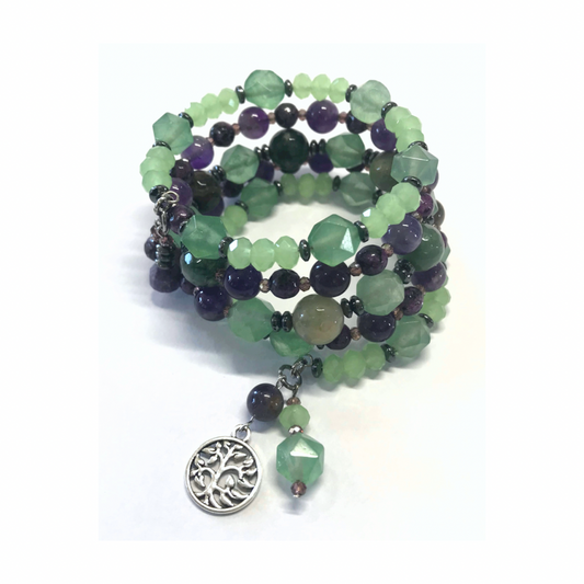 Aventurine, Amethyst, Fancy Agate Rolled Bracelet