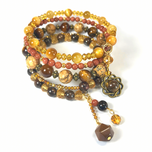 Bronzite, Tiger's Eye, Sandstone, Picture Jasper Rolled Bracelet
