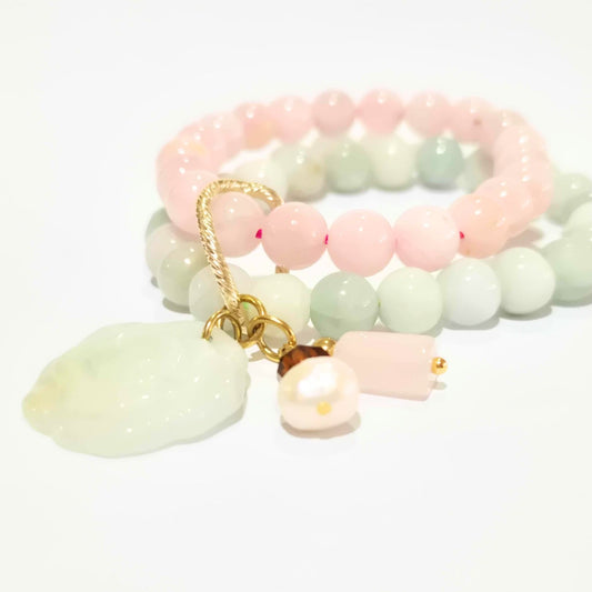 Jade Flower and Pearl Double Layer