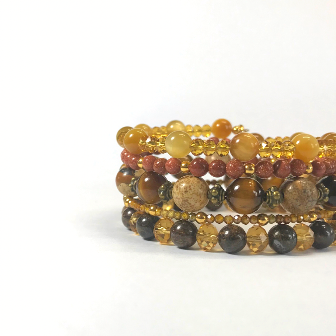 Bronzite, Tiger's Eye, Sandstone, Picture Jasper Rolled Bracelet
