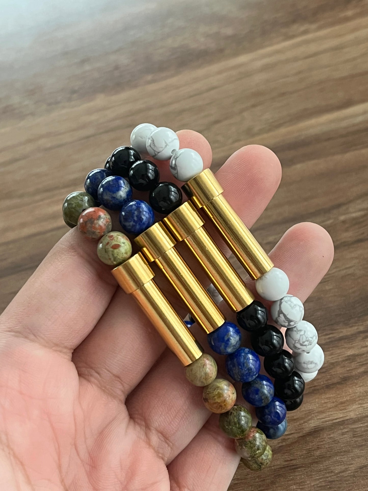 Howlite with Steel Accent