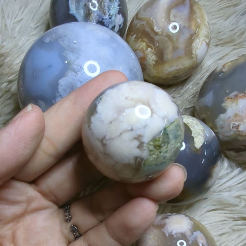 flower agate sphere SALE!!