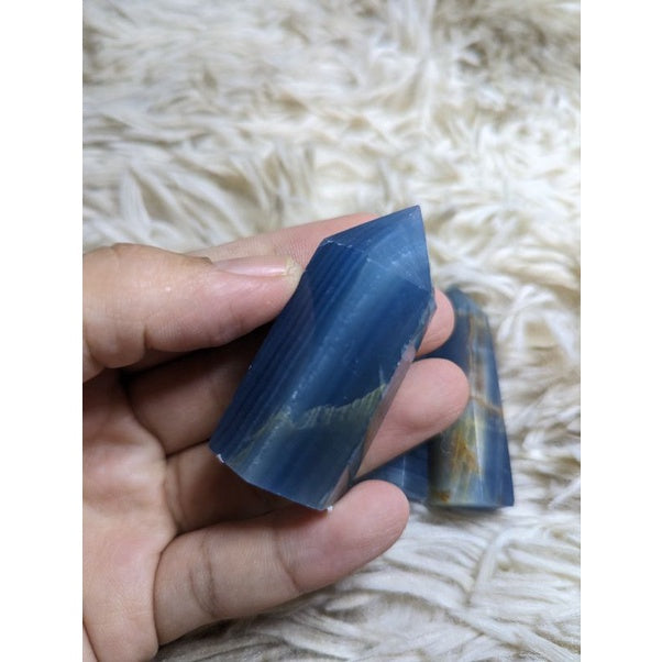 blue onyx / Lemurian aquatine calcite tower
