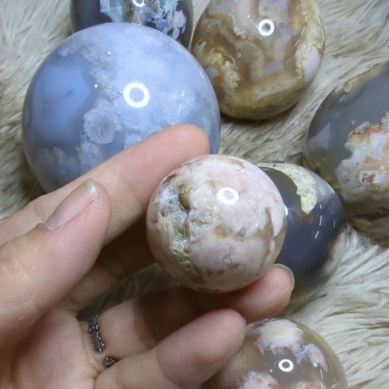 flower agate sphere SALE!!