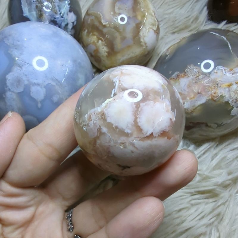 flower agate sphere SALE!!