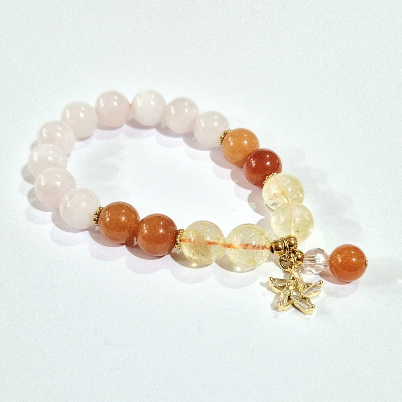 Rose Quartz, Citrine, and Carnelian Bracelet