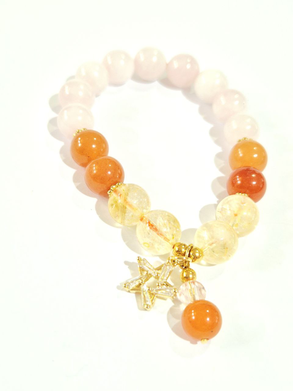 Rose Quartz, Citrine, and Carnelian Bracelet