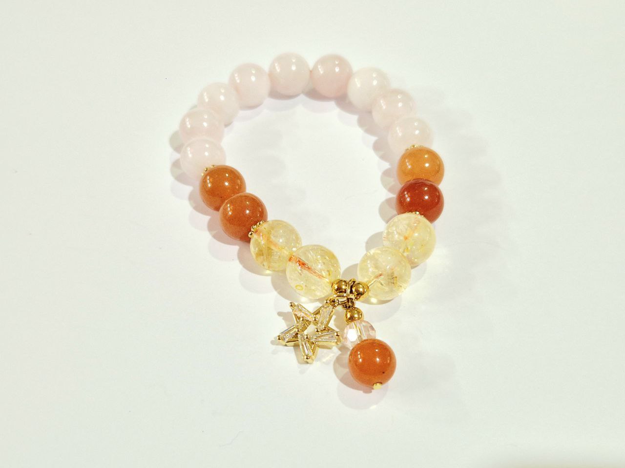 Rose Quartz, Citrine, and Carnelian Bracelet