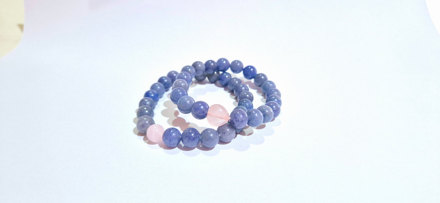 Couple Bracelet Communication and Self-Expression| Blue Aventurine with Rose Quartz Accent