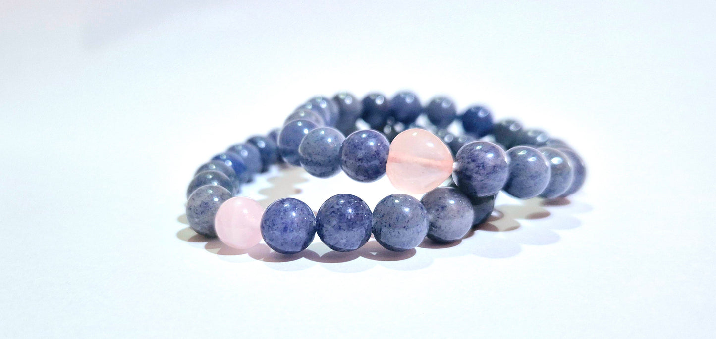 Couple Bracelet Communication and Self-Expression| Blue Aventurine with Rose Quartz Accent