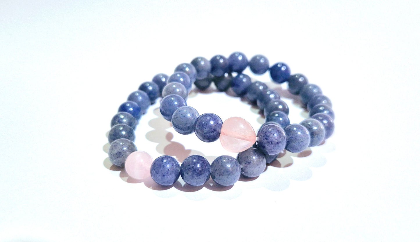 Couple Bracelet Communication and Self-Expression| Blue Aventurine with Rose Quartz Accent