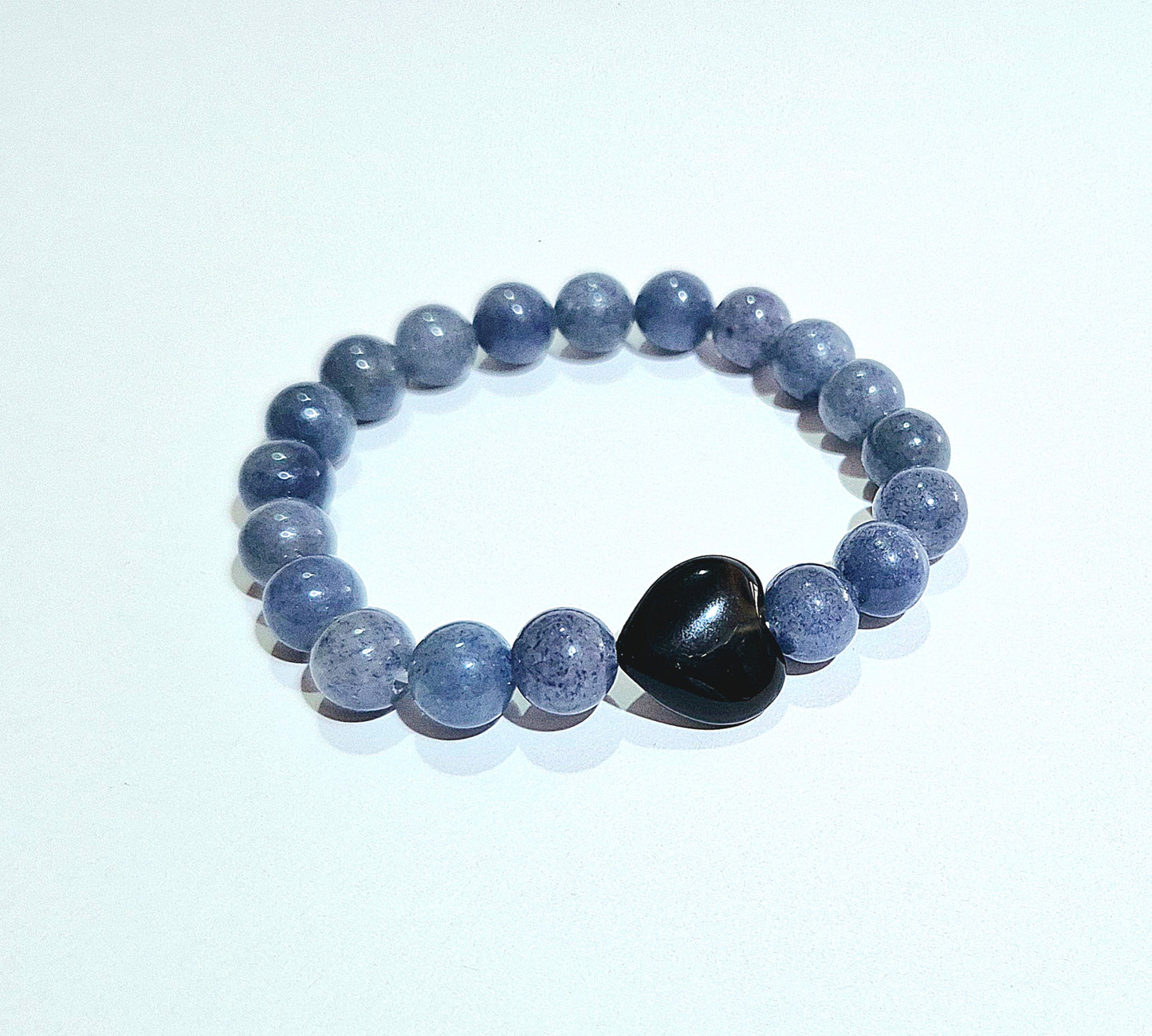 Distance Couple Bracelet Communication and Protection | Blue Aventurine with Black Obsidian Accent