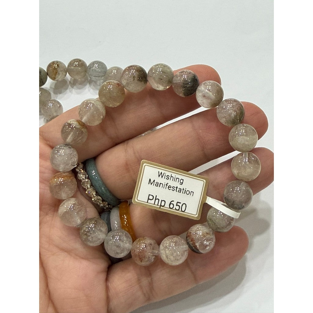Round Garden Quartz / Phantom Quartz Bracelet | Natural Crystal Gemstone