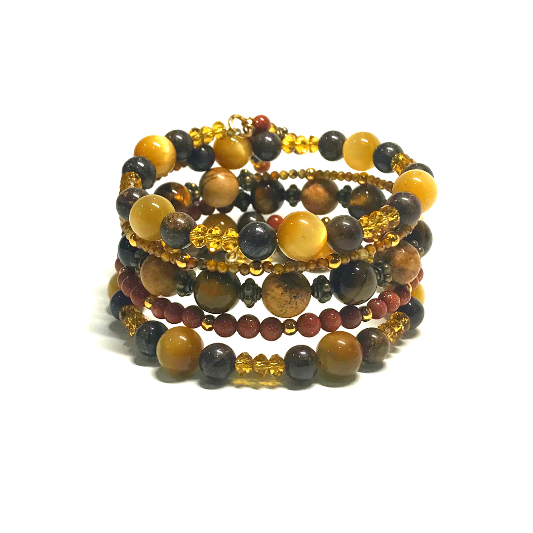 Tigers Eye, Bronzite, Sandstone, Picture Jasper Rolled Bracelet