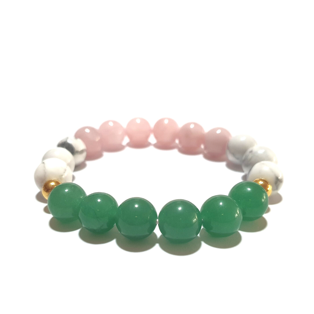 Rose Quartz, Howlite, Aventurine Love gemstone bracelet
