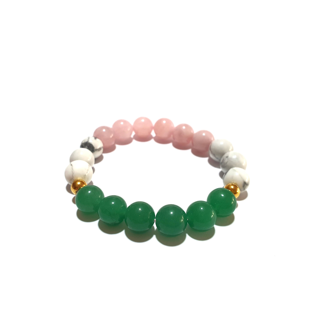 Rose Quartz, Howlite, Aventurine Love gemstone bracelet