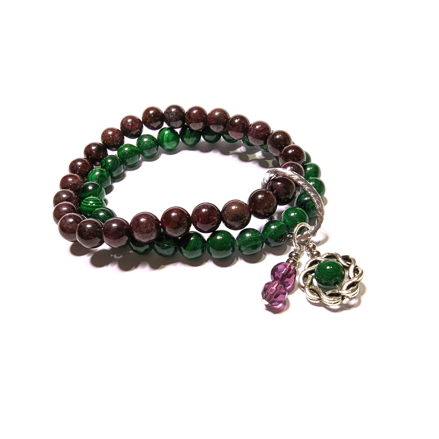 Garnet and Malachite Double Layer with Star Charm