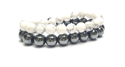 Hematite and howlite bundle bracelet - Gems & stones ph