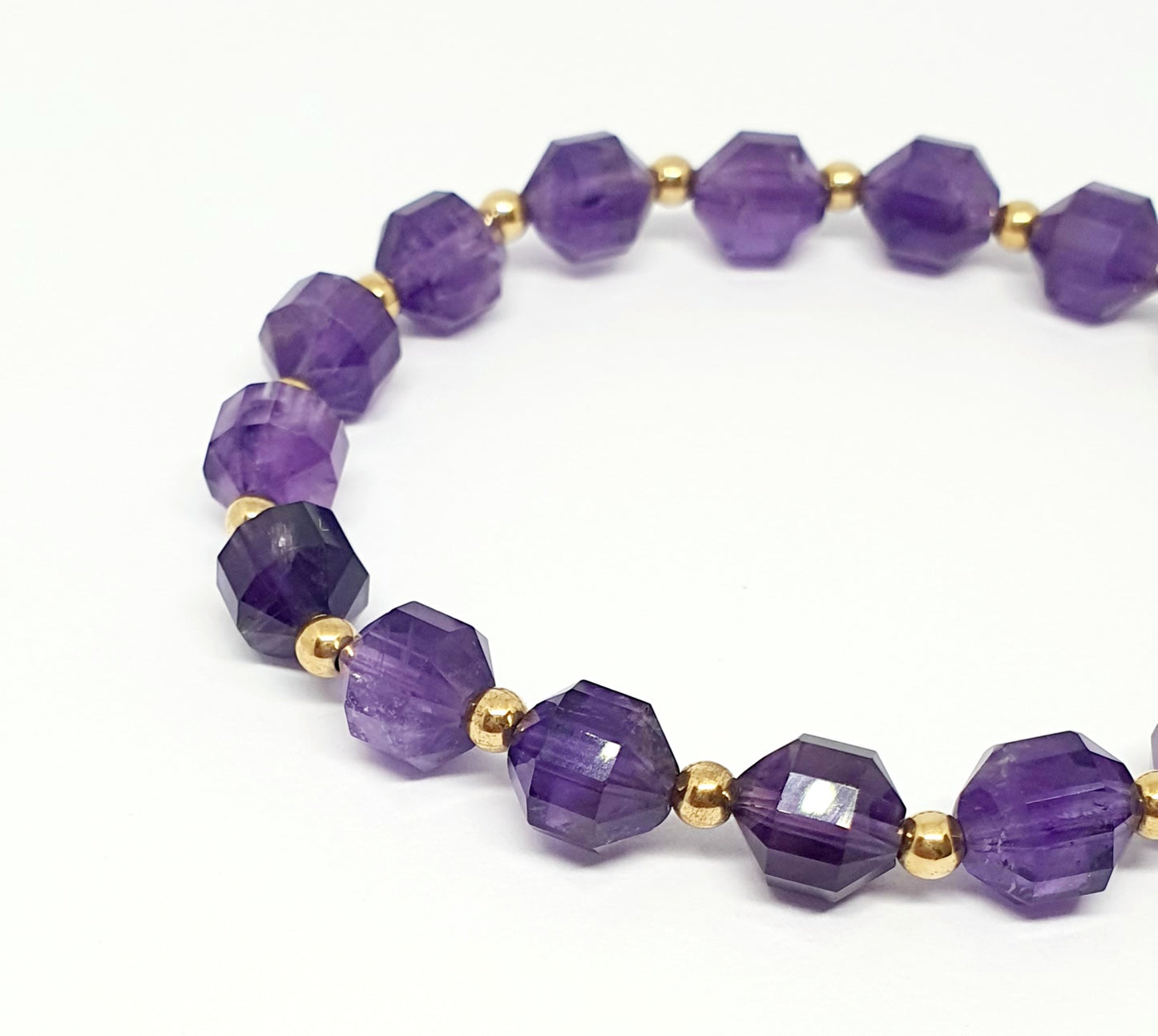Amethyst with gold filled spacer gemstone bracelet - Gems & stones ph