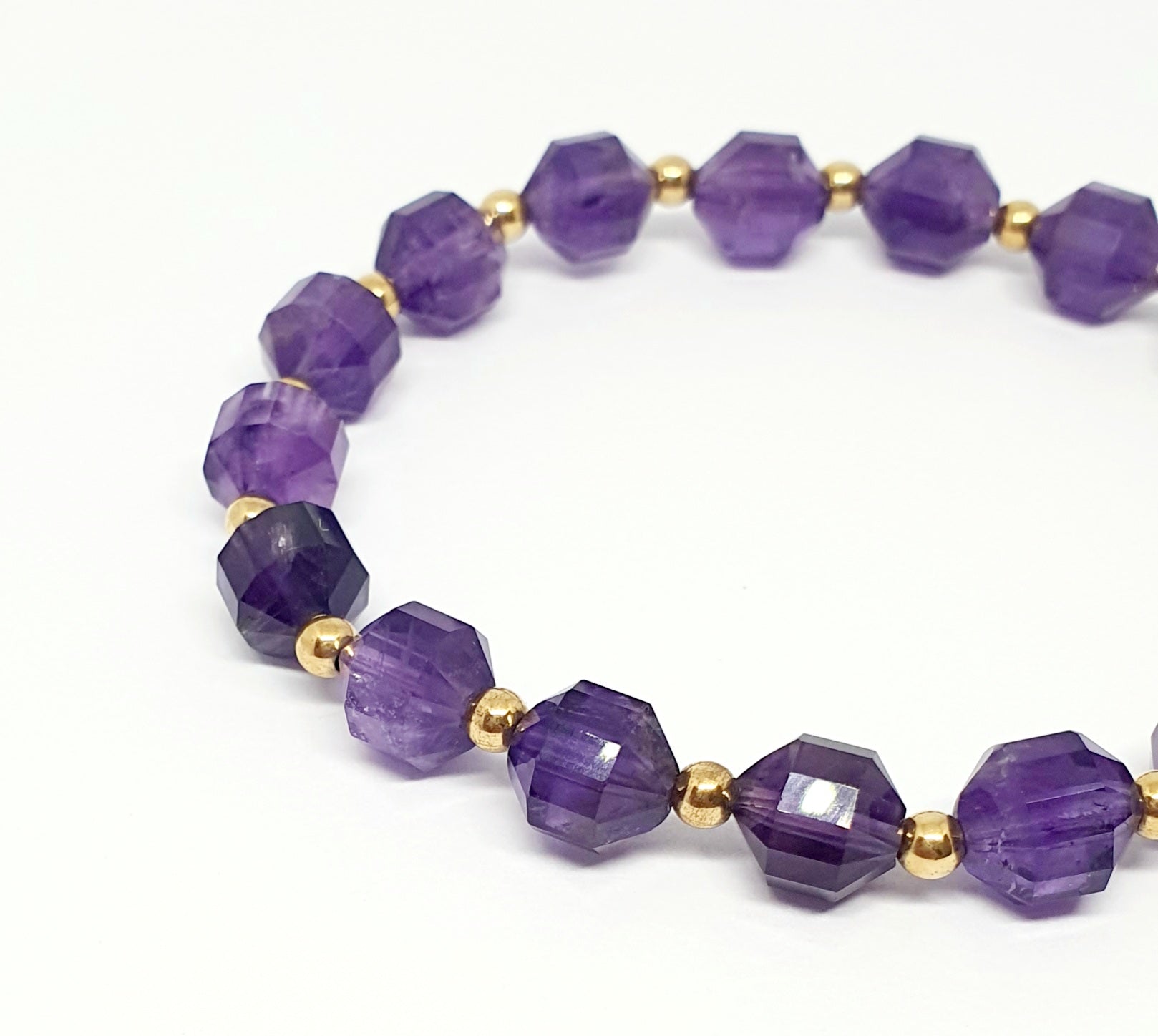 Amethyst with gold filled spacer gemstone bracelet - Gems & stones ph