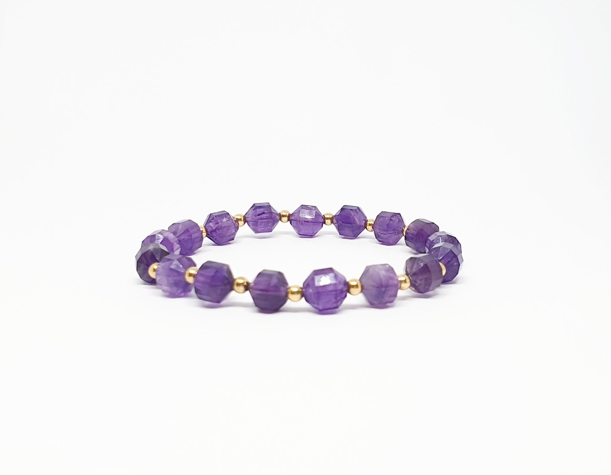 Amethyst with gold filled spacer gemstone bracelet - Gems & stones ph