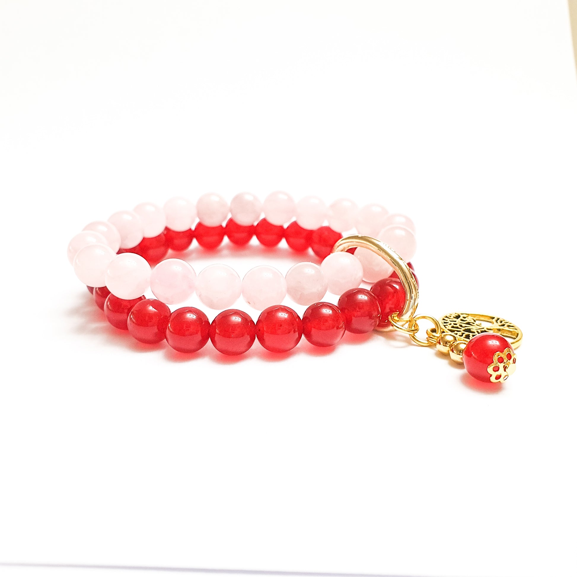 Rose quartz and pink ruby quartz double layer combination bracelet - Gems & stones ph