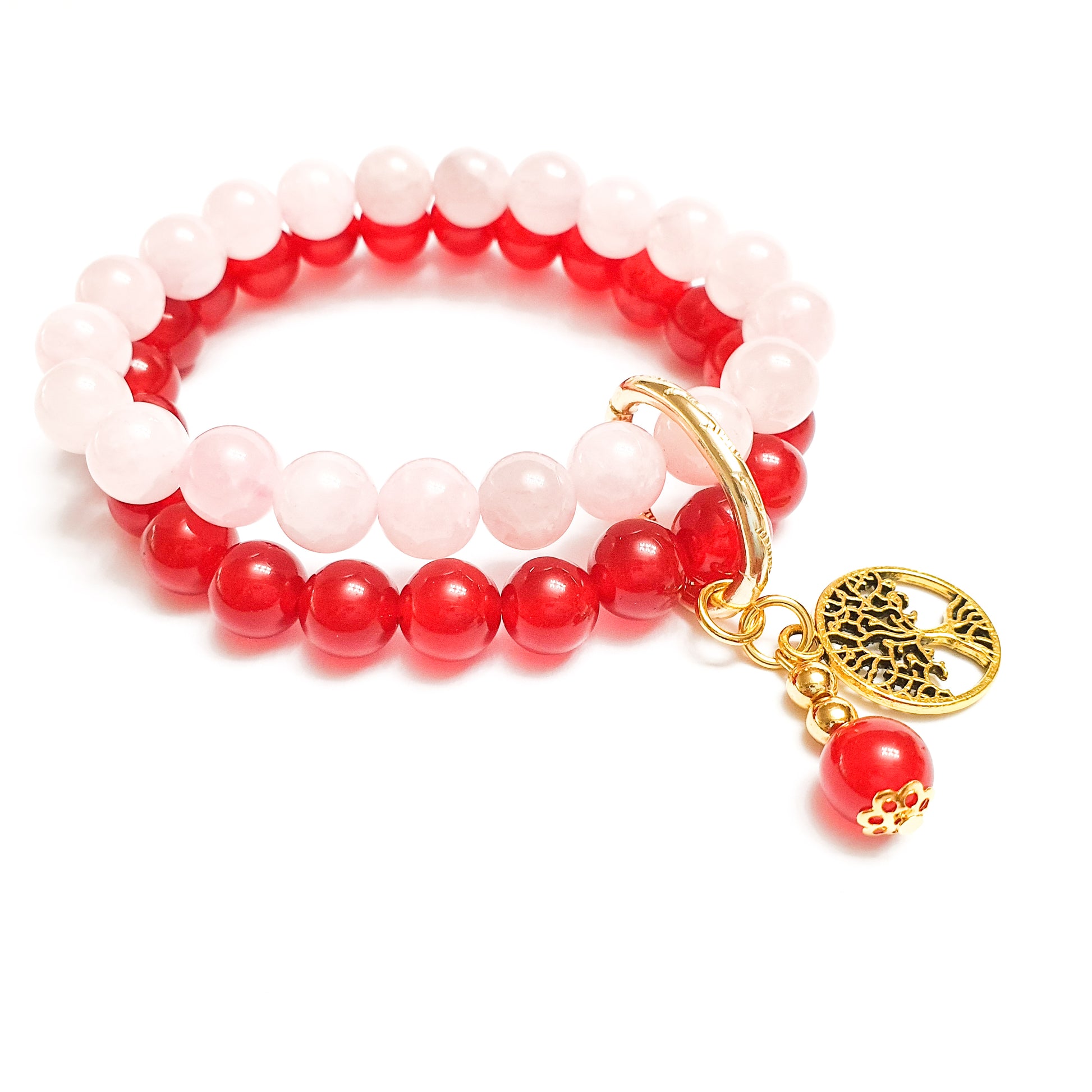 Rose quartz and ruby quartz double layer gemstone bracelet - Gems & stones ph