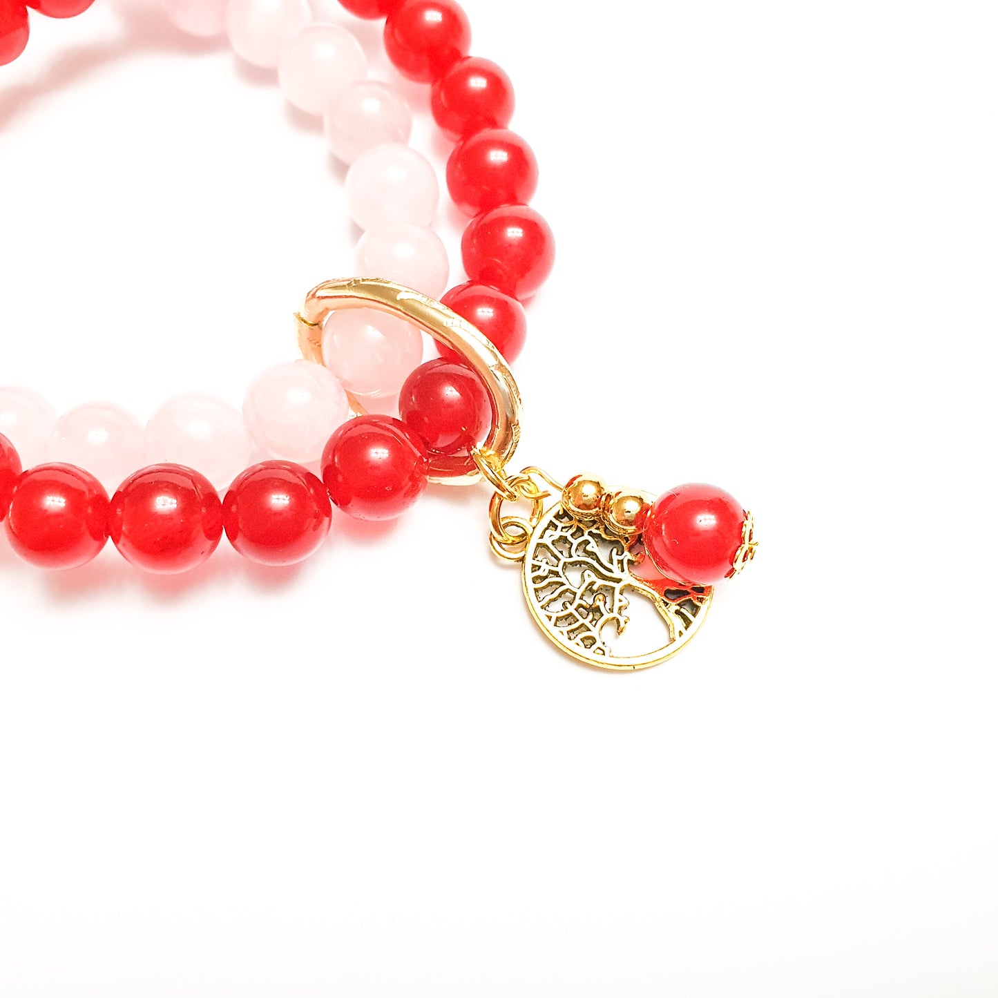 Rose quartz and ruby quartz double layer gemstone bracelet - Gems & stones ph