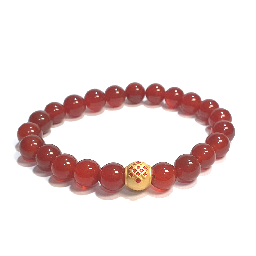 Red Agate with Auspicious Knot Charm
