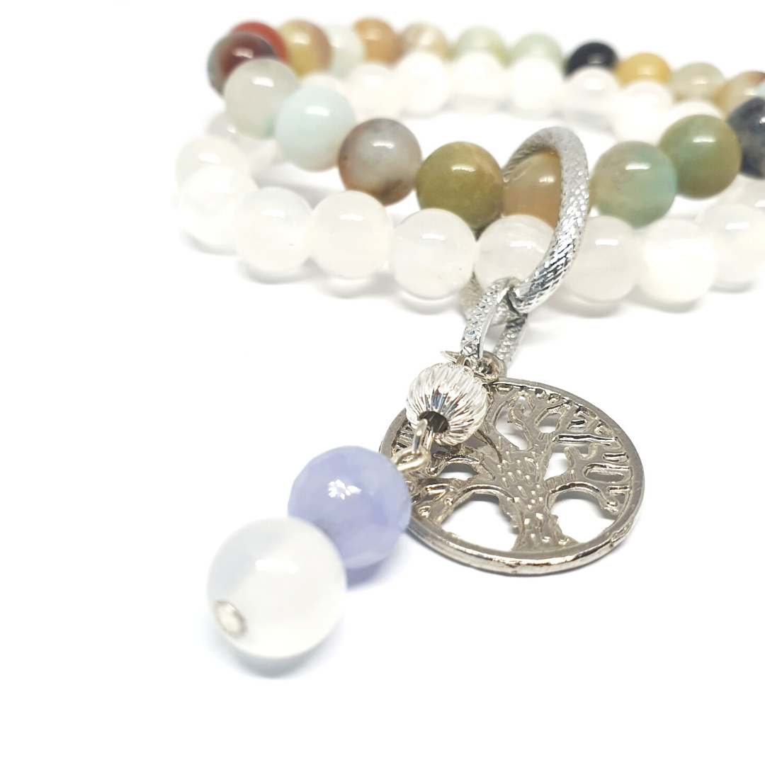 amazonite and selenite two layer combination bracelet - Gems & stones ph