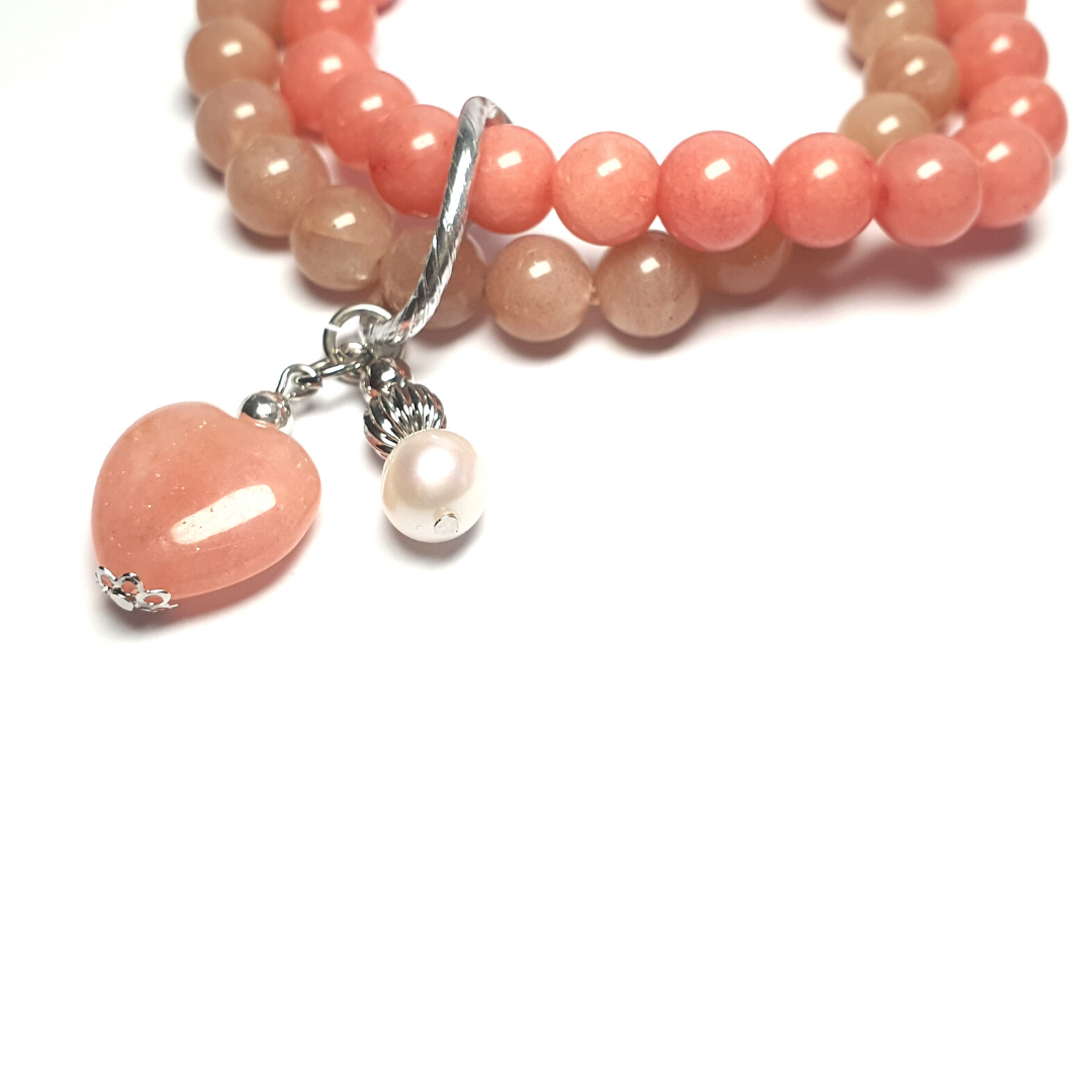 Sunstone and Pink Chalcedony Double Layer
