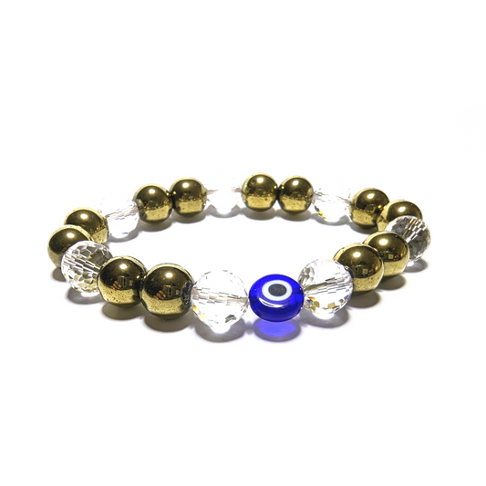 Pyrite and Clear Quartz with Evil Eye Accent