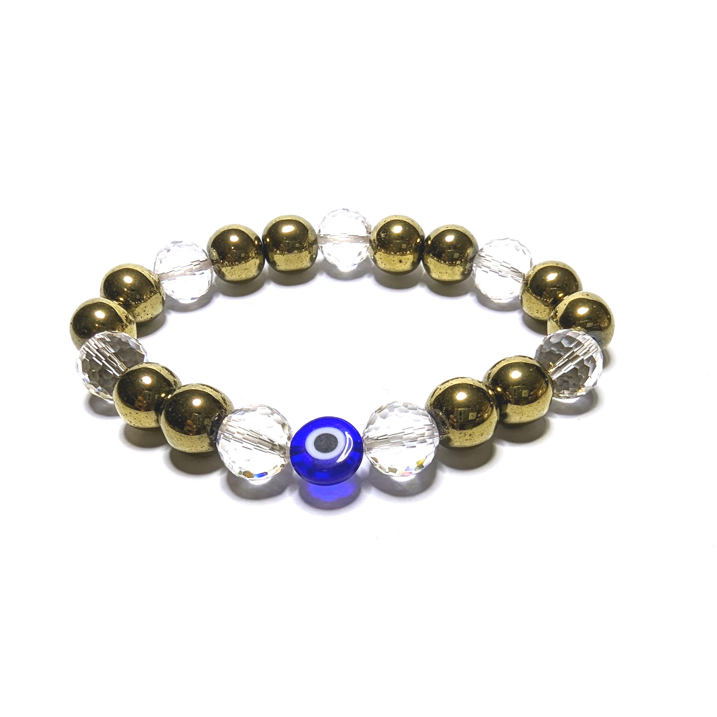 Pyrite and Clear Quartz with Evil Eye Accent