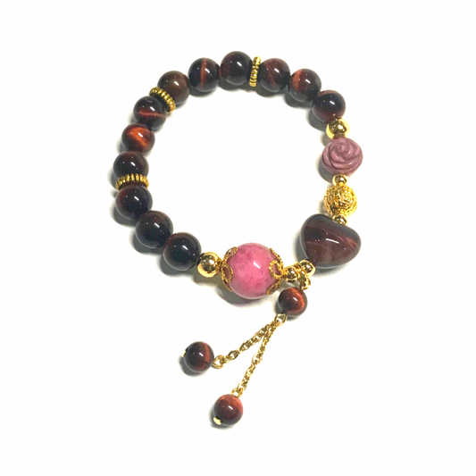 Red Tiger Eye and Rhodonite Bracelet