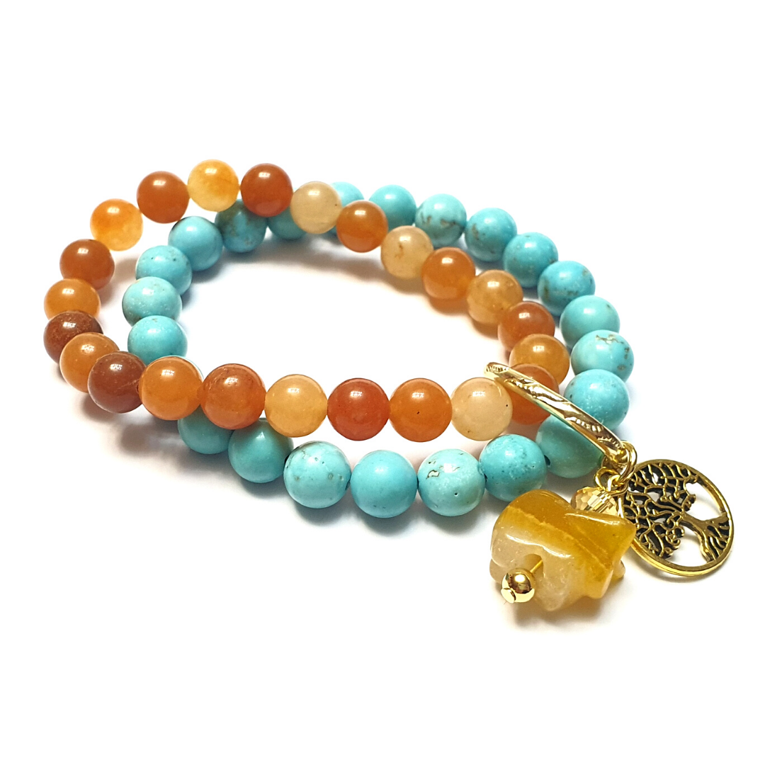 Carnelian and Turquentine double layer combination bracelet (luck) - Gems & stones ph