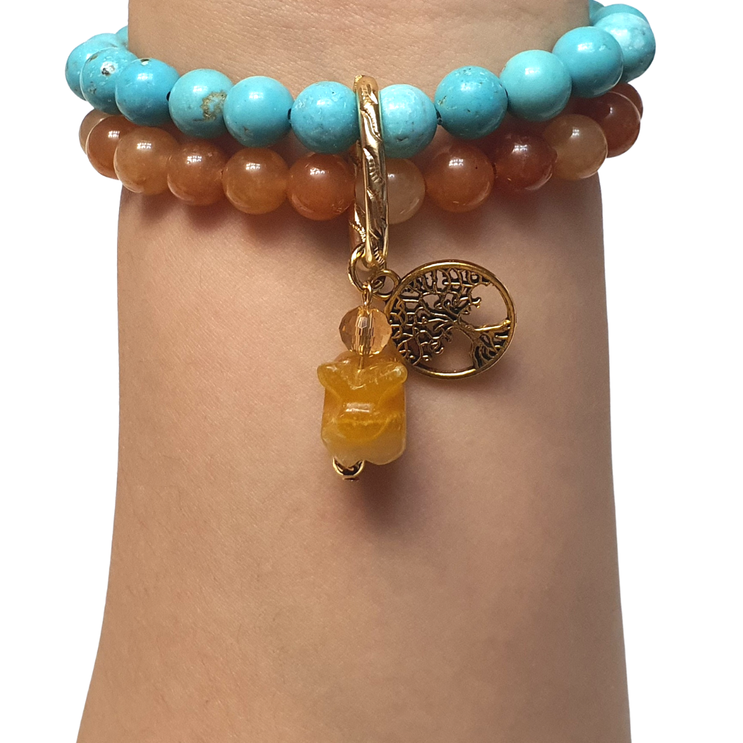 Carnelian and Turquentine double layer combination bracelet (luck) - Gems & stones ph