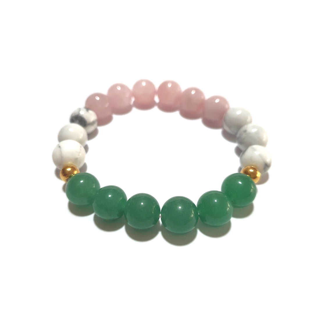 Rose Quartz, Howlite, Aventurine Love gemstone bracelet