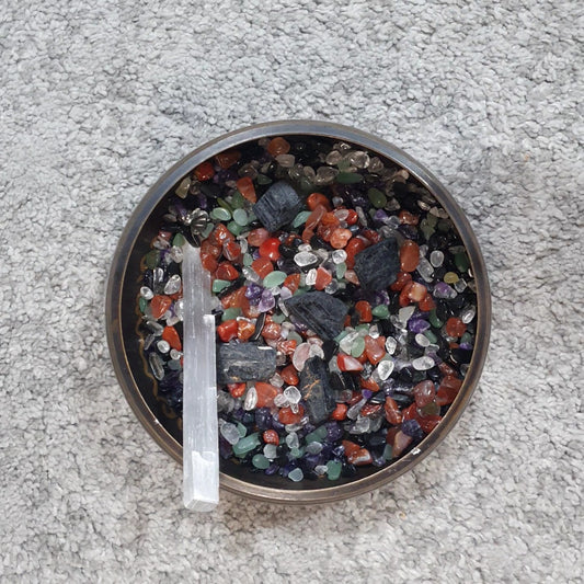 Protection crystal set (aventurine, carnelian, amethyst, obsidian, clear quartz, tourmaline)
