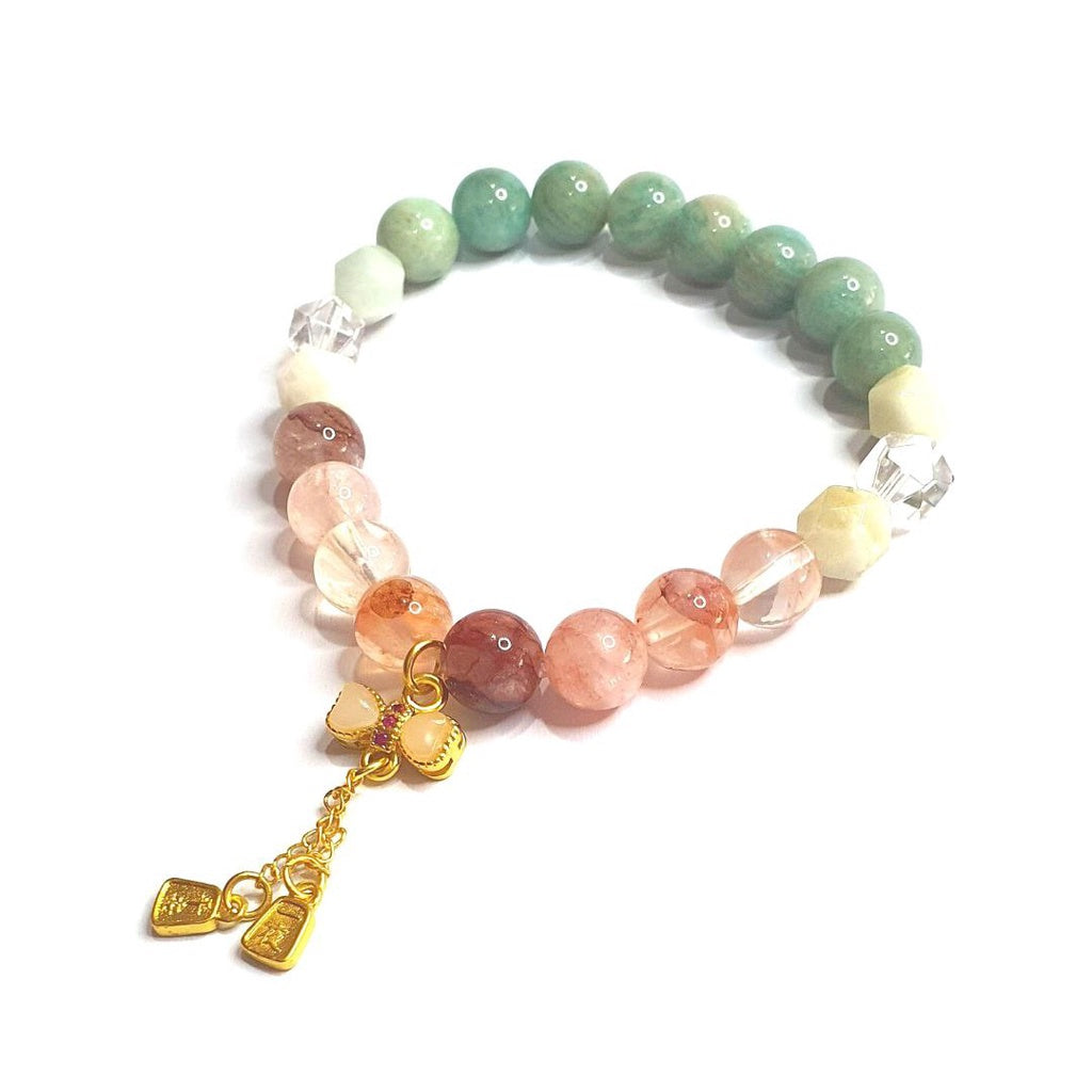 Self contentment and balance Fire quartz and amazonite gemstone bracelet