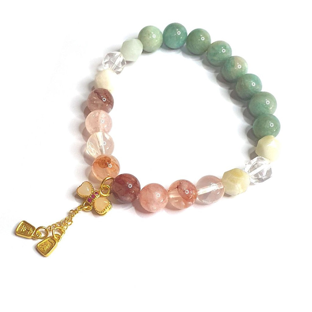 Self contentment and balance Fire quartz and amazonite gemstone bracelet