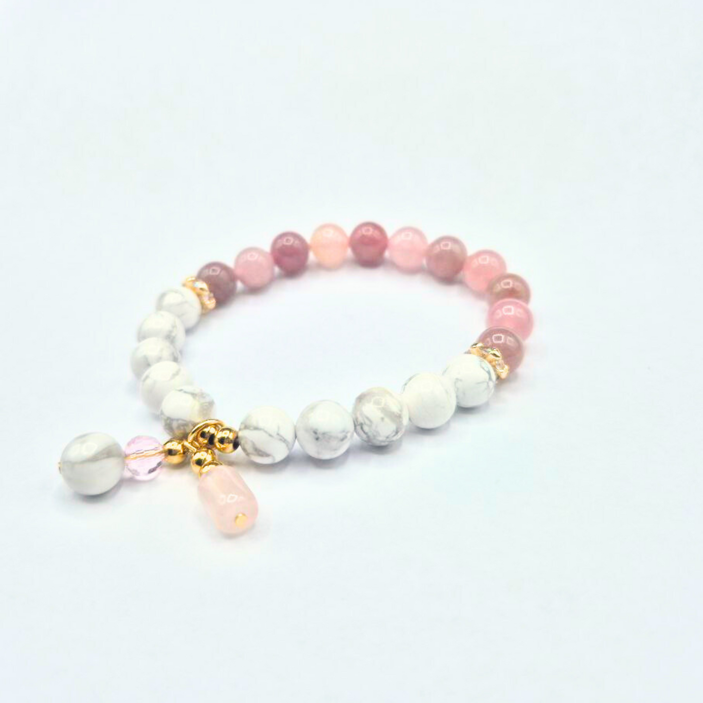 Love and Balance | Purple Rose Quartz and Howlite with Charm