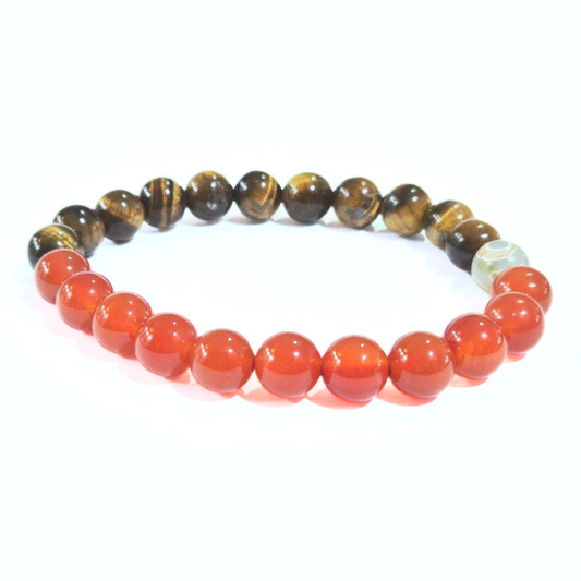 Ghost Month Protection and Courage - Red Agate, Tiger Eye, and Dzi Eye