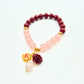 Love and Protection | Rose Quartz and Cinnabar with Cinnabar Rose, Rose Quartz Accent, and Lucky Cat Charm