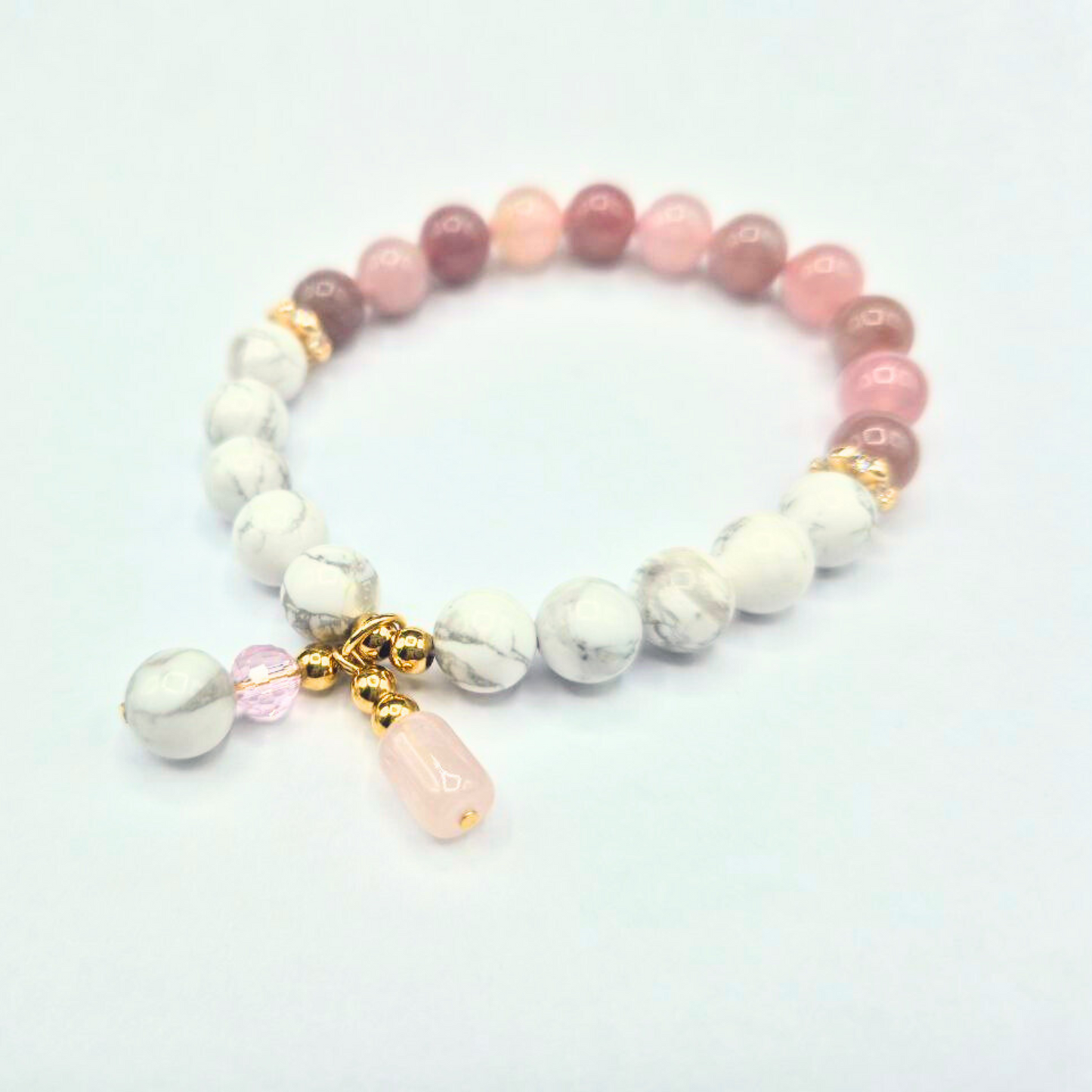 Love and Balance | Purple Rose Quartz and Howlite with Charm