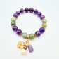 Healing and Abundance | Amethyst and Jade with Hematite Clover and Pearl Charm