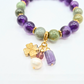 Healing and Abundance | Amethyst and Jade with Hematite Clover and Pearl Charm