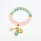 Love and Prosperity | Rose Quartz and Jade with Aventurine, Pearl, and Hematite Clover Charm