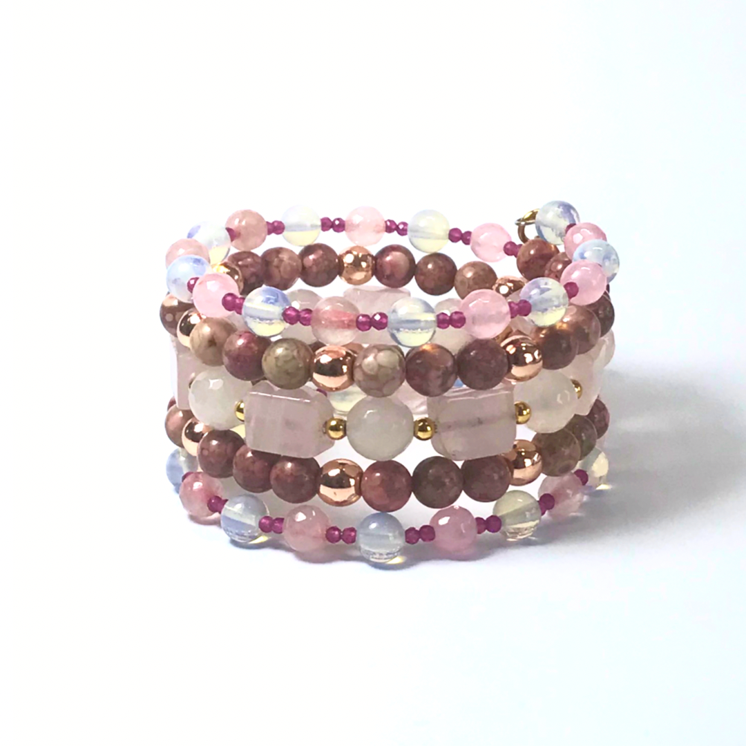 Rose popular Quartz & Jasper Stone Cuff